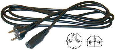Circuit Test 3 Conductor Power Cord European Schuko Plug CEE7/7 to IEC320-C13 Socket